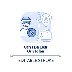 Cant be lost and stolen light blue concept icon. Biometric authentication abstract idea thin line illustration. Isolated outline drawing. Editable stroke. Arial, Myriad Pro-Bold fonts used