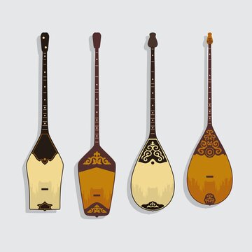 Vector image of a musical Kazakh national instrument - dombra on a white background
