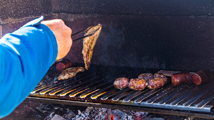 Barbecue with a variety of meat