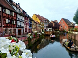 Colmar, France - August 2021 : Visit the beautiful town of Colmar in Alsace - obrazy, fototapety, plakaty