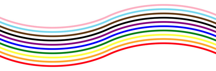 Vector illustration in LGBT concept. Symbol Lesbian, Gay, Bisexual, Transgender rainbow flag. Abstract banner, background, poster for pride month. Colorful wavy line rainbow flags. - obrazy, fototapety, plakaty
