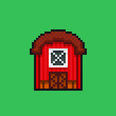 barn house in pixel art style