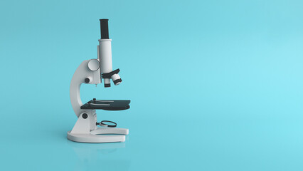 Metal microscope on blue background