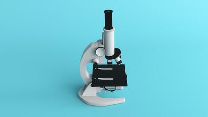 Metal microscope on blue background