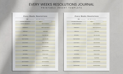 Every Week Resolutions Printable | Resolution Challenge Printable | Week Resolutions Template