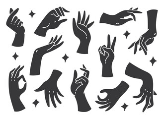 Set of Hand Gesture Doodle Design Element