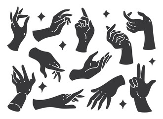Set of Hand Gesture Doodle Design Element