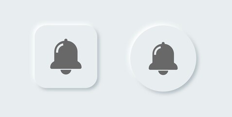 Notification or bell icon set in solid neomorphic design style. Alarm symbol.