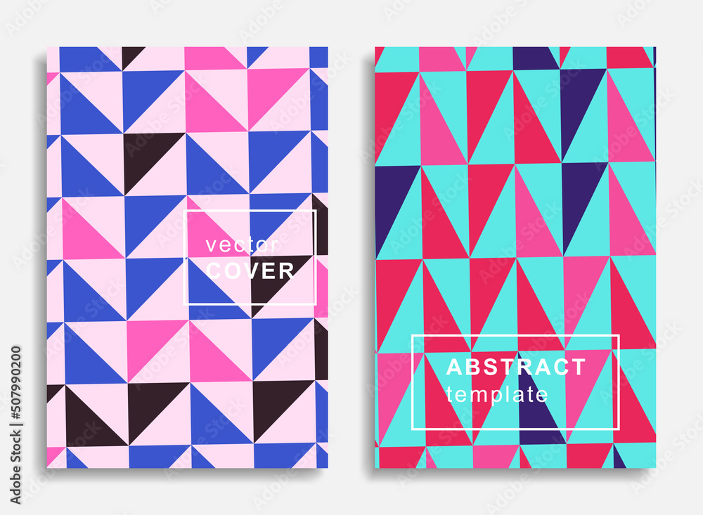 Aufkleber modern abstract geometric posters set with multicolor geometric shapes. trendy design with simple ge