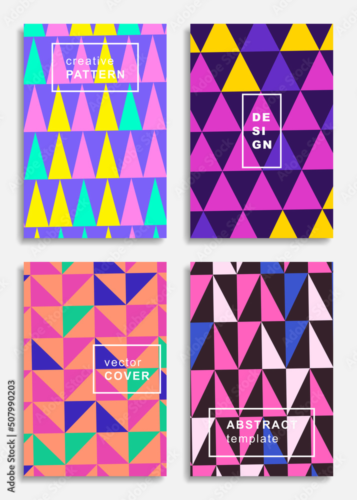 Aufkleber abstract trendy geometric posters set with multicolor geometric shapes. modern design with simple ge