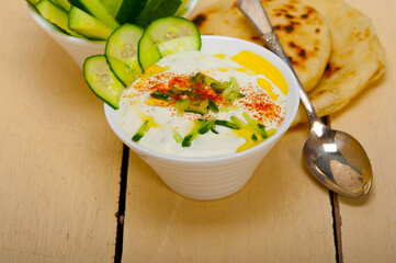 Arab middle east goat yogurt and cucumber salad