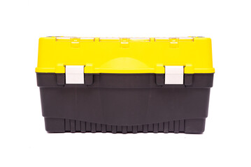 Plastic modern tool box isolated on the white background.
