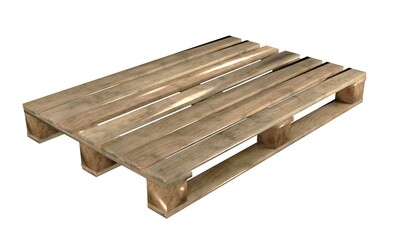 Empty wooden pallet isolated on white background , 3D rendering