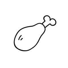 chicken meat on the bone icon, black line icon vector isolated on white background