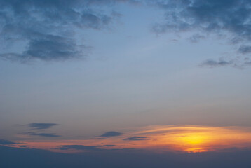 Naklejka na ściany i meble sunset with reflections and cloudy sky