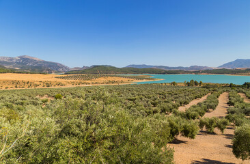 Fototapeta na wymiar Blue lake in Zahara de la Sierra