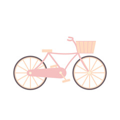 Pink pastel bicycle with basket