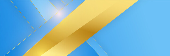 Light blue and gold banner background