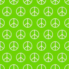 Peace flat vector seamless pattern. Green Peaceful background