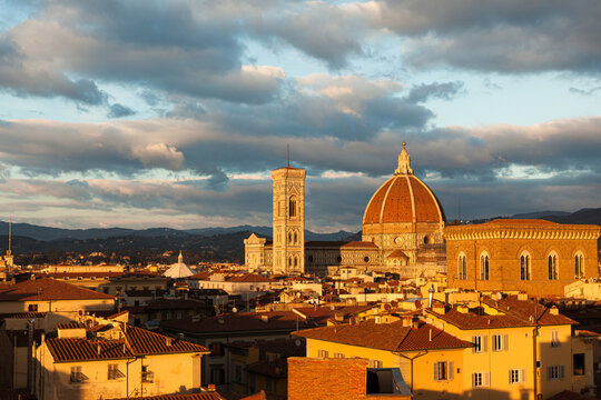 Firence cathedral view in sunset 