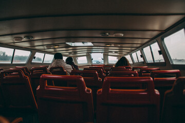 People in taxi boat in Venice