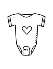 Baby bodysuit cartoon doodle. Vector illustration of newborn baby clothes.