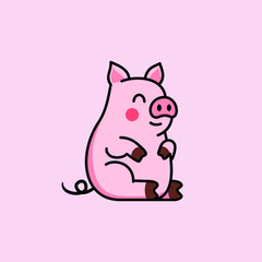 Cute chubby little pig illustration