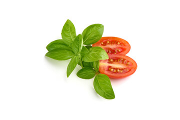 Basil leaves, isolated on white background.
