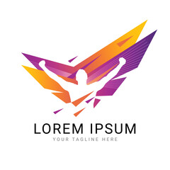 Man surrendering with both hands raised in air Logo, man raising both hands Logo,  Champion, win, Leader, winner Logo Design Vector, Human Power