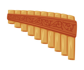 Wooden Panpipe as Romania Traditional Symbol and Object Vector Illustration