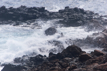 Abstract blue sea water with white wave for background