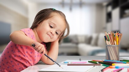 Cute child, drawing picture for mom, gift for mom for Mothers day