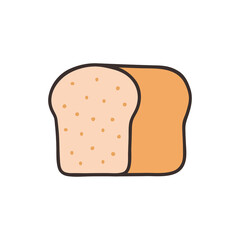 Slice of bread icon, filled line icon vector isolated on white background