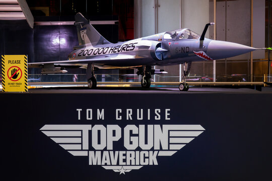 BANGKOK, THAILAND, 17 May 2022  Model of fighter aircraft displayed as showpiece in movie called Top Gun Maverick Display at the cinema to promote the movie