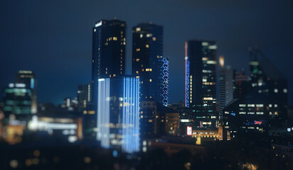 Fototapeta na wymiar Skyscrapers in the city of Tallinn at night.