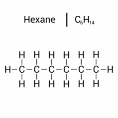 chemical structure of Hexane (C6H14)
