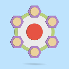 Hexagon schematic with circles for data presentation drawings or other