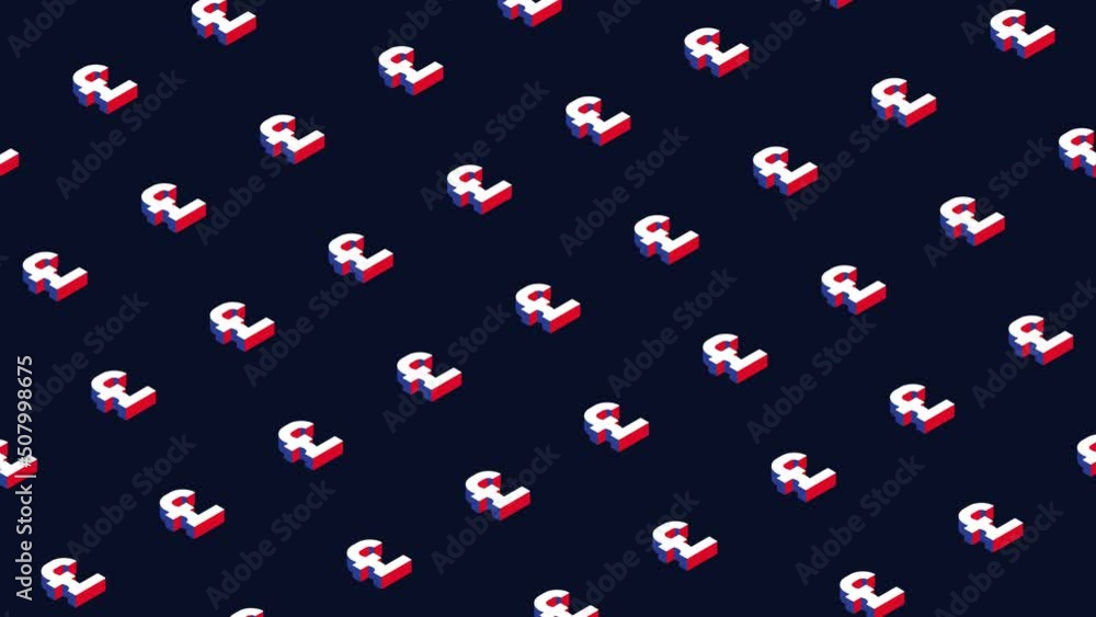 Aufkleber isometric symbols of british pound in animated pattern on a dark background. seamless loop animated 