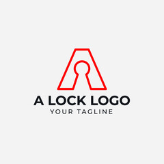 Letter A and lock logo templet
