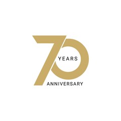 70 Year Anniversary Logo, Golden Color, Vector Template Design element for birthday, invitation, wedding, jubilee and greeting card illustration. - obrazy, fototapety, plakaty