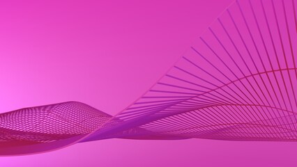 Abstract bright background - 3d render. Modern minimal design for wallpapers, presentations, tech. Curved polygonal wave from lines and grids.