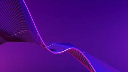 Abstract bright background - 3d render. Modern minimal design for wallpapers, presentations, tech. Curved polygonal wave from lines and grids.