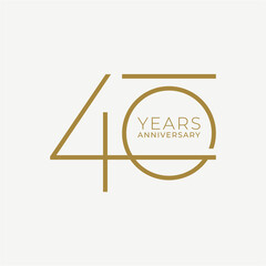 40 Year Anniversary Logo, Golden Color, Vector Template Design element for birthday, invitation, wedding, jubilee and greeting card illustration. - obrazy, fototapety, plakaty