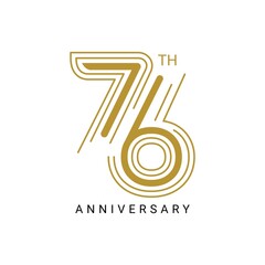 76 Year Anniversary Logo, Golden Color, Vector Template Design element for birthday, invitation, wedding, jubilee and greeting card illustration.