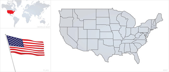USA map and flag. vector