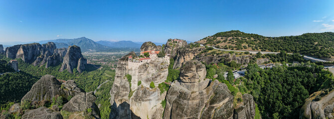 Fototapeta premium Drone view at the monastery at Meteore in Greece