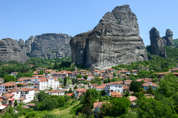 View at the town of Kastraki at Meteore in Greece