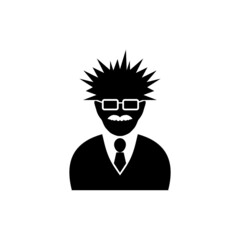 Old scientist icon isolated on white background