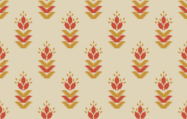 Flower Ikat background. Ethnic oriental seamless pattern traditional. Design for wallpaper, illustration, fabric, clothing, carpet, textile, batik, embroidery.