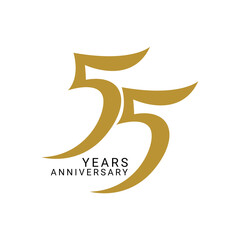 Fototapeta na wymiar 55 Years Anniversary Logo, Golden Color, Vector Template Design element for birthday, invitation, wedding, jubilee and greeting card illustration.